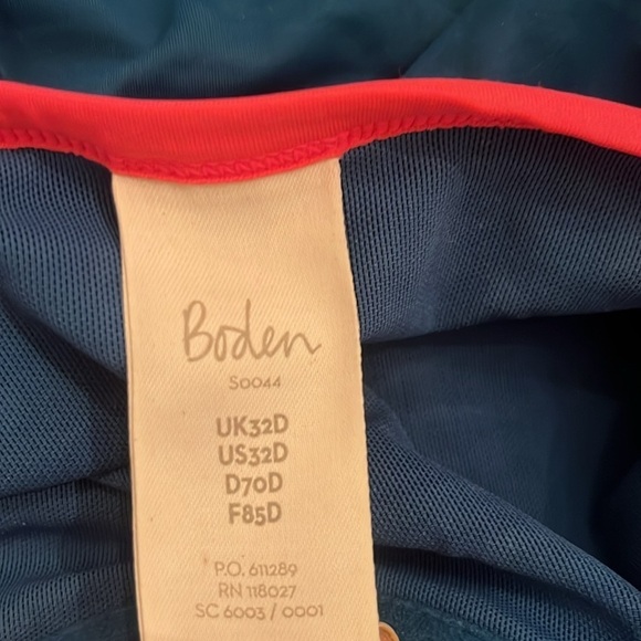 BODEN Milos Cup-Size Swimsuit one piece 32D underwire blue pink - Picture 5 of 7